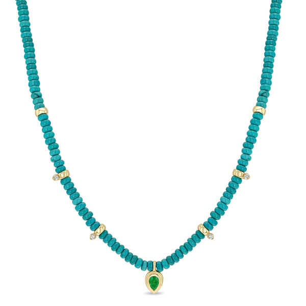 Zoë Chicco Turquoise Beaded Necklace in 14K Yellow Gold
